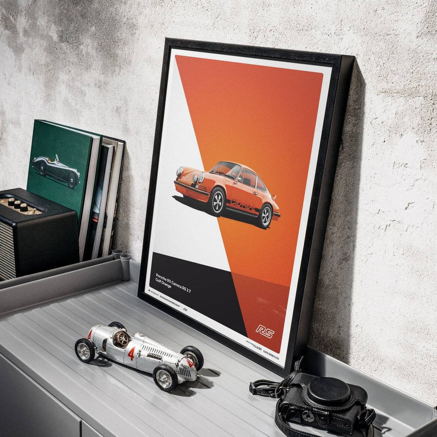 Automobilist Porsche 911 RS 1973 Orange Print Poster