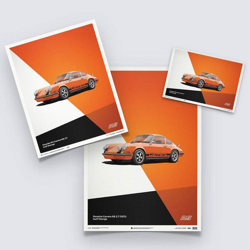 Automobilist Porsche 911 RS 1973 Orange Print Poster