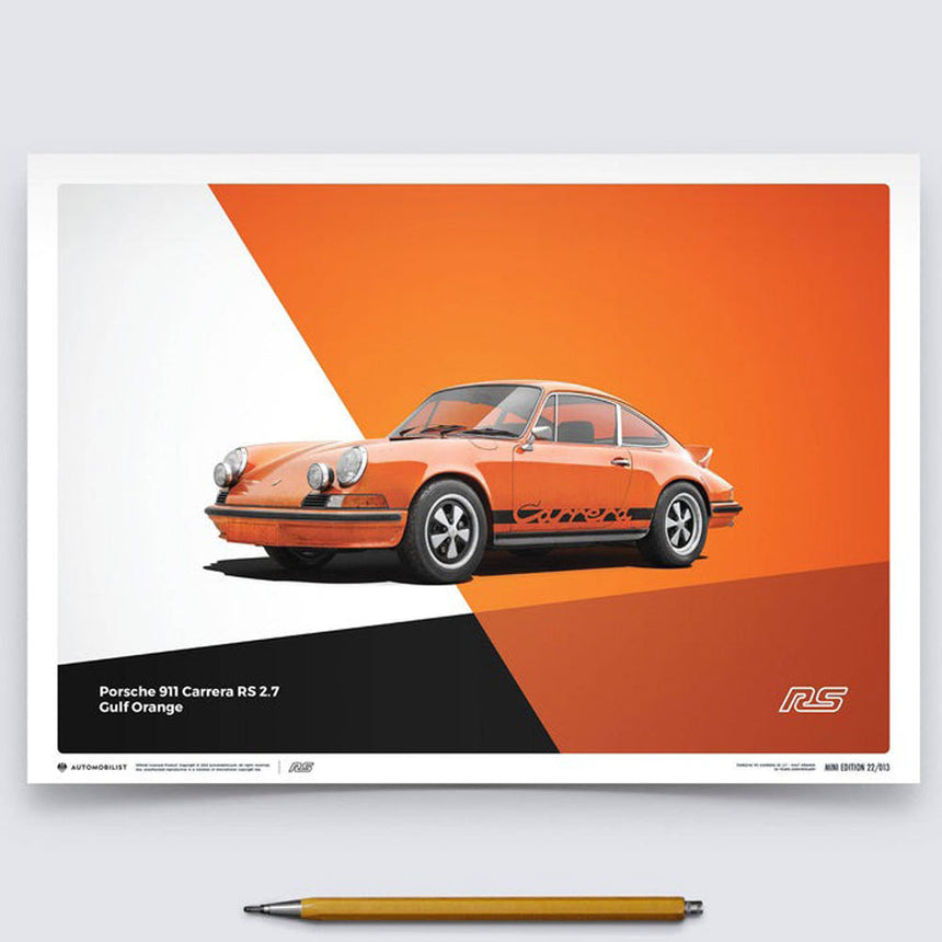 Automobilist Porsche 911 RS 1973 Orange Print Poster