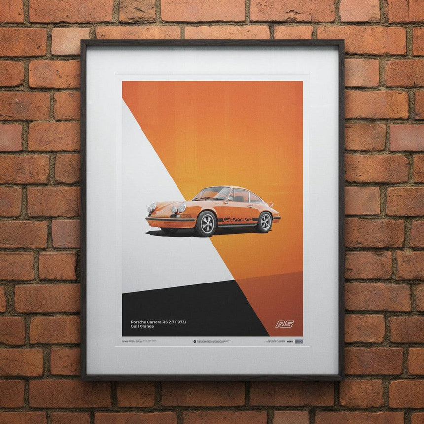 Automobilist Porsche 911 RS 1973 Orange Print Poster