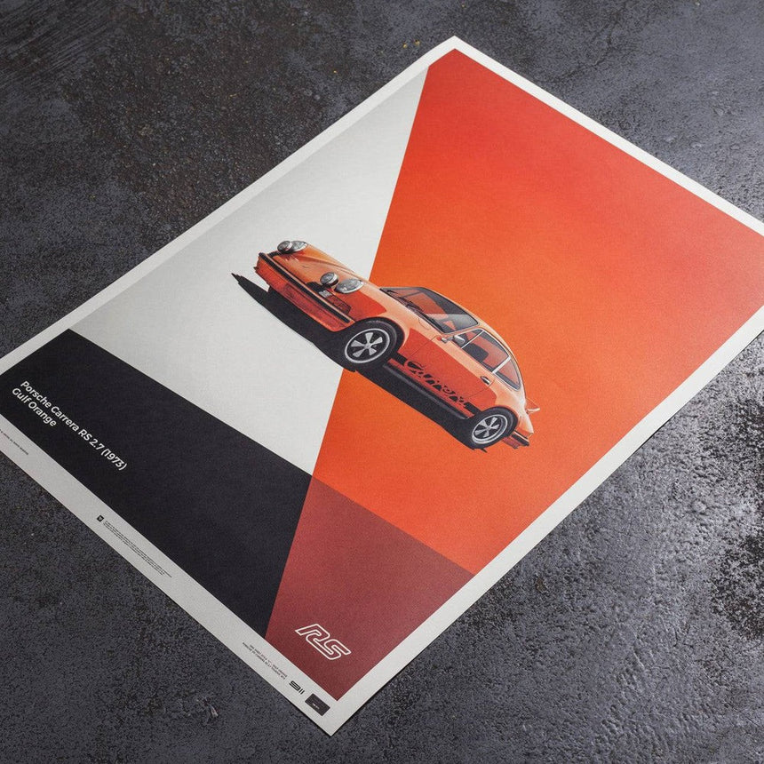 Automobilist Porsche 911 RS 1973 Orange Print Poster