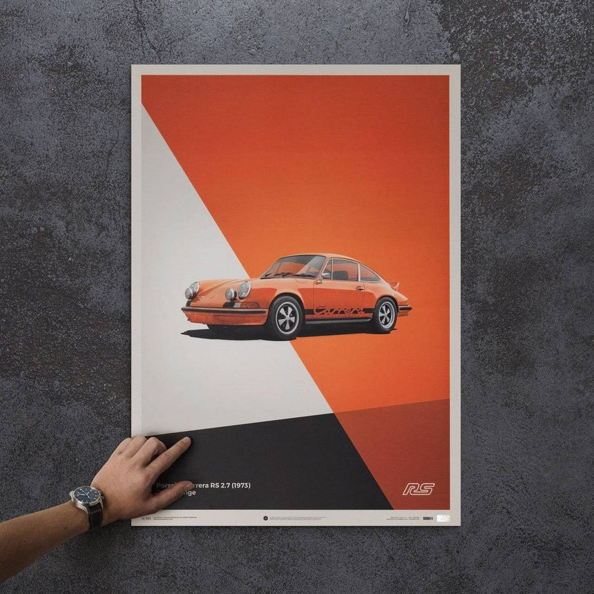Automobilist Porsche 911 RS 1973 Orange Print Poster