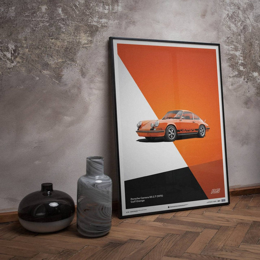 Automobilist Porsche 911 RS 1973 Orange Print Poster