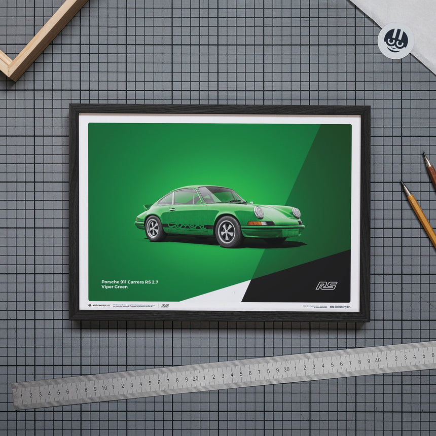 Automobilist Porsche 911 RS -1973 Green Print Poster