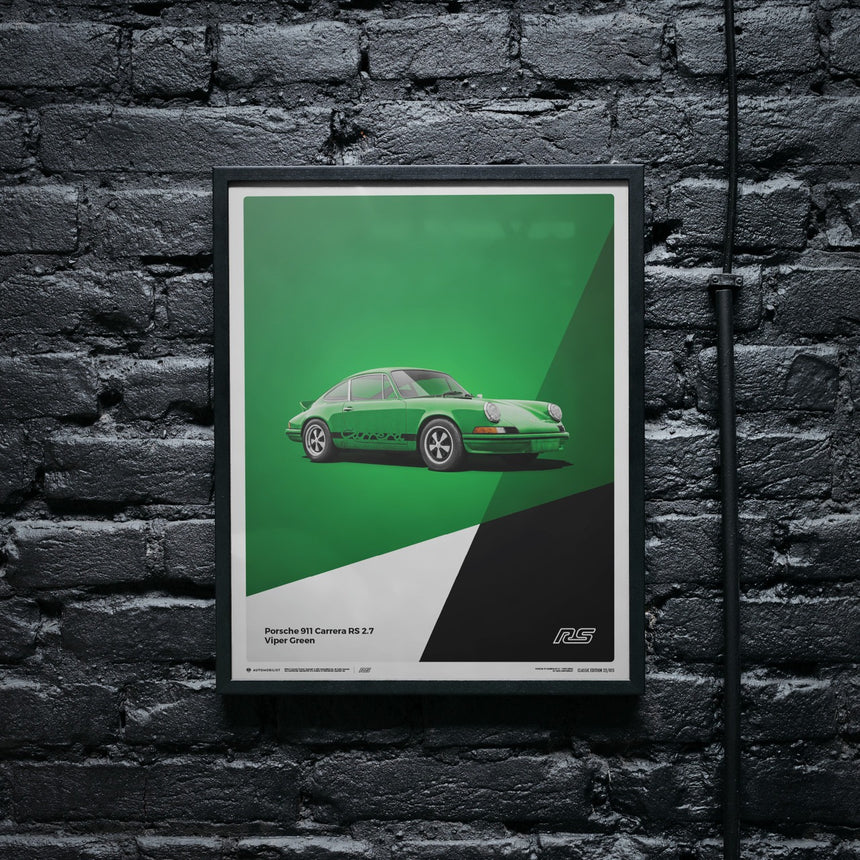 Automobilist Porsche 911 RS -1973 Green Print Poster