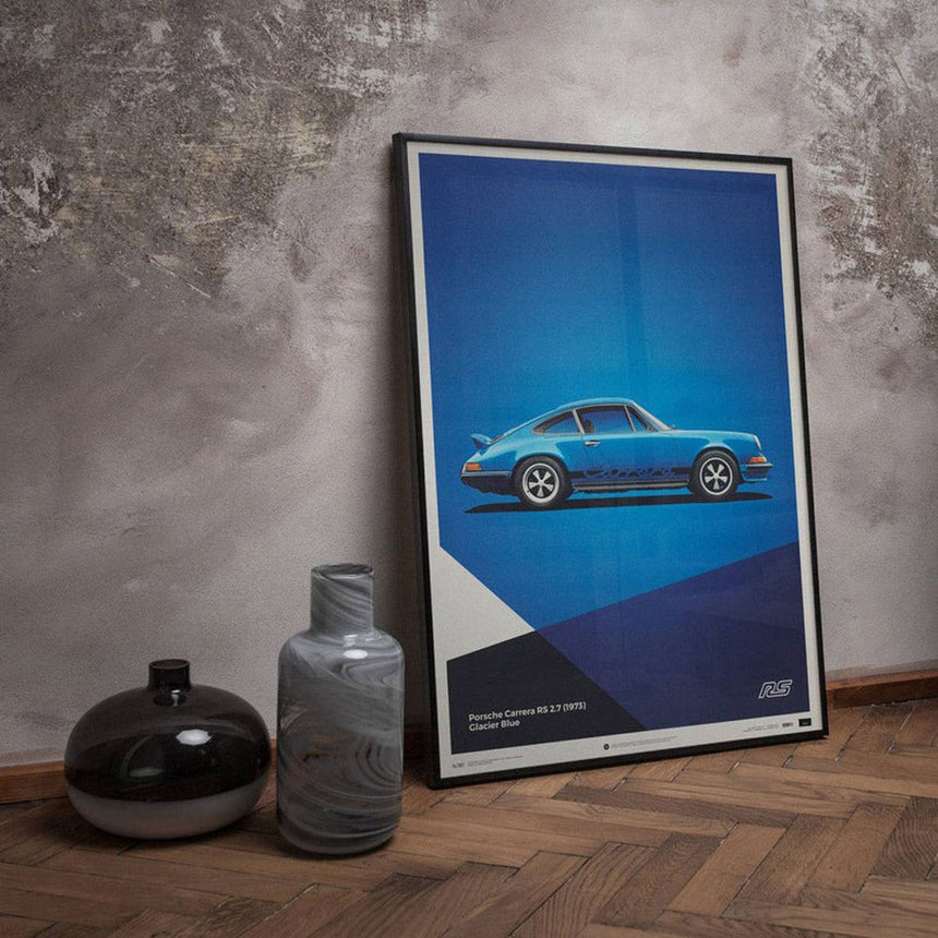 Automobilist Porsche 911 RS 1973 Blue Porsche Print Poster