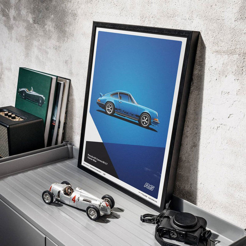 Automobilist Porsche 911 RS 1973 Blue Porsche Print Poster