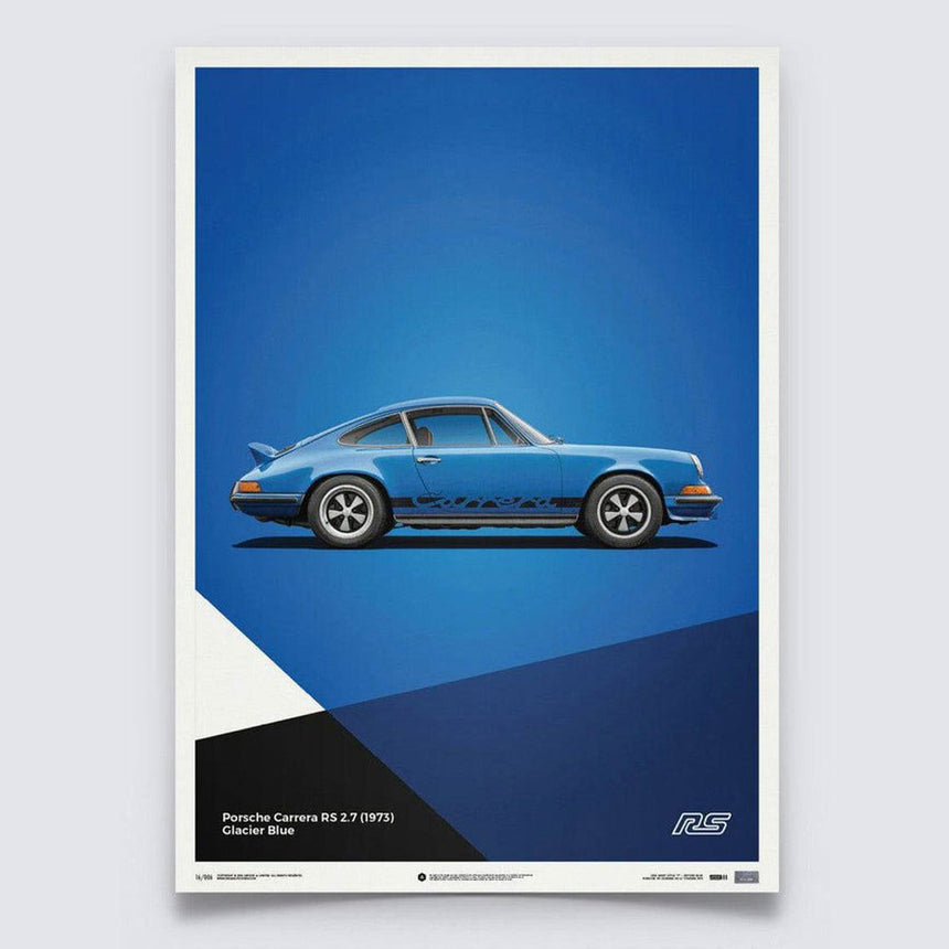 Automobilist Porsche 911 RS 1973 Blue Porsche Print Poster
