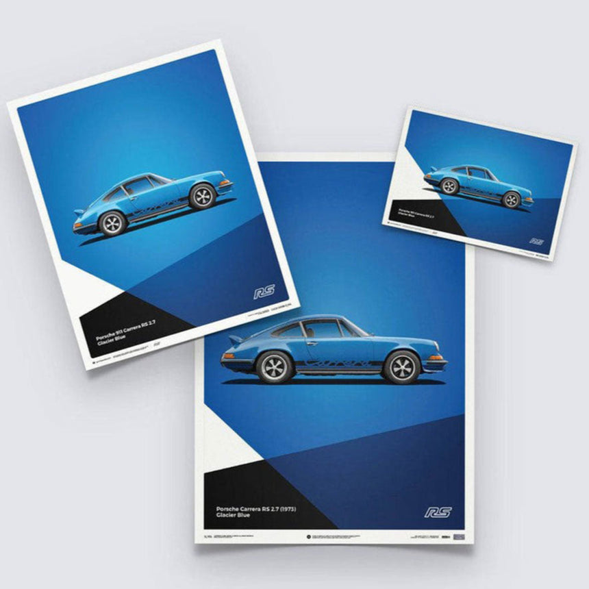 Automobilist Porsche 911 RS 1973 Blue Porsche Print Poster
