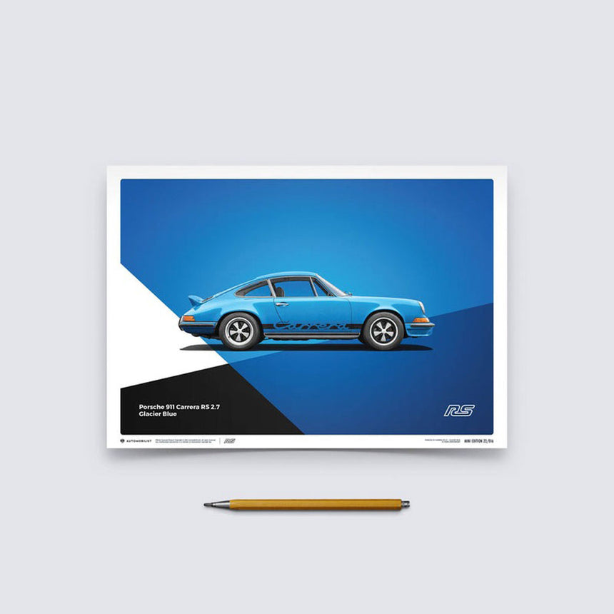 Automobilist Porsche 911 RS 1973 Blue Porsche Print Poster