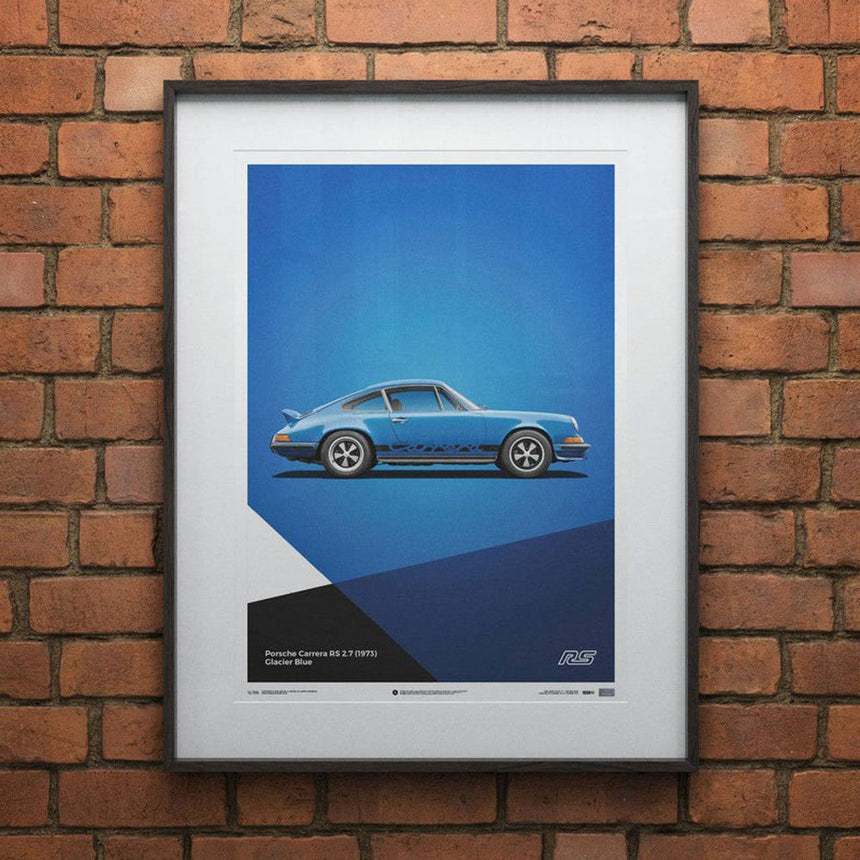 Automobilist Porsche 911 RS 1973 Blue Porsche Print Poster