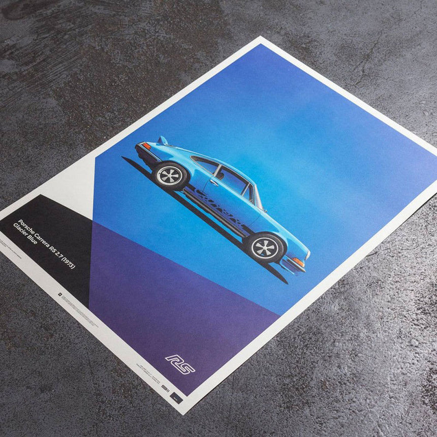 Automobilist Porsche 911 RS 1973 Blue Porsche Print Poster