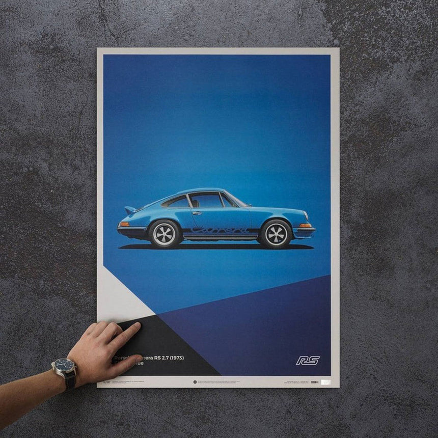 Automobilist Porsche 911 RS 1973 Blue Porsche Print Poster