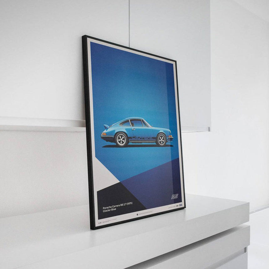 Automobilist Porsche 911 RS 1973 Blue Porsche Print Poster