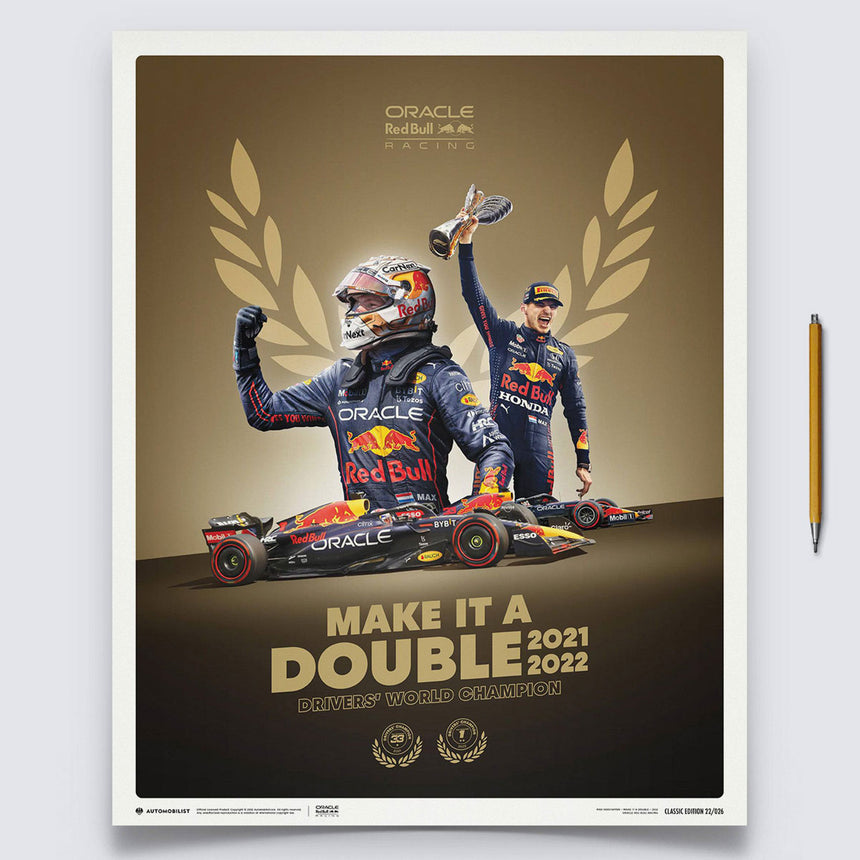 Automobilist Red Bull Racing Max Verstappen Drivers' Champion 2022 Print Poster