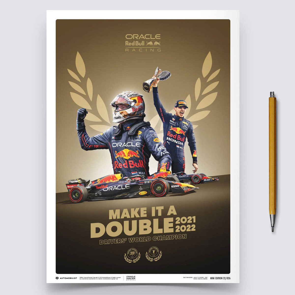 Automobilist Red Bull Racing Max Verstappen Drivers' Champion 2022 Print Poster