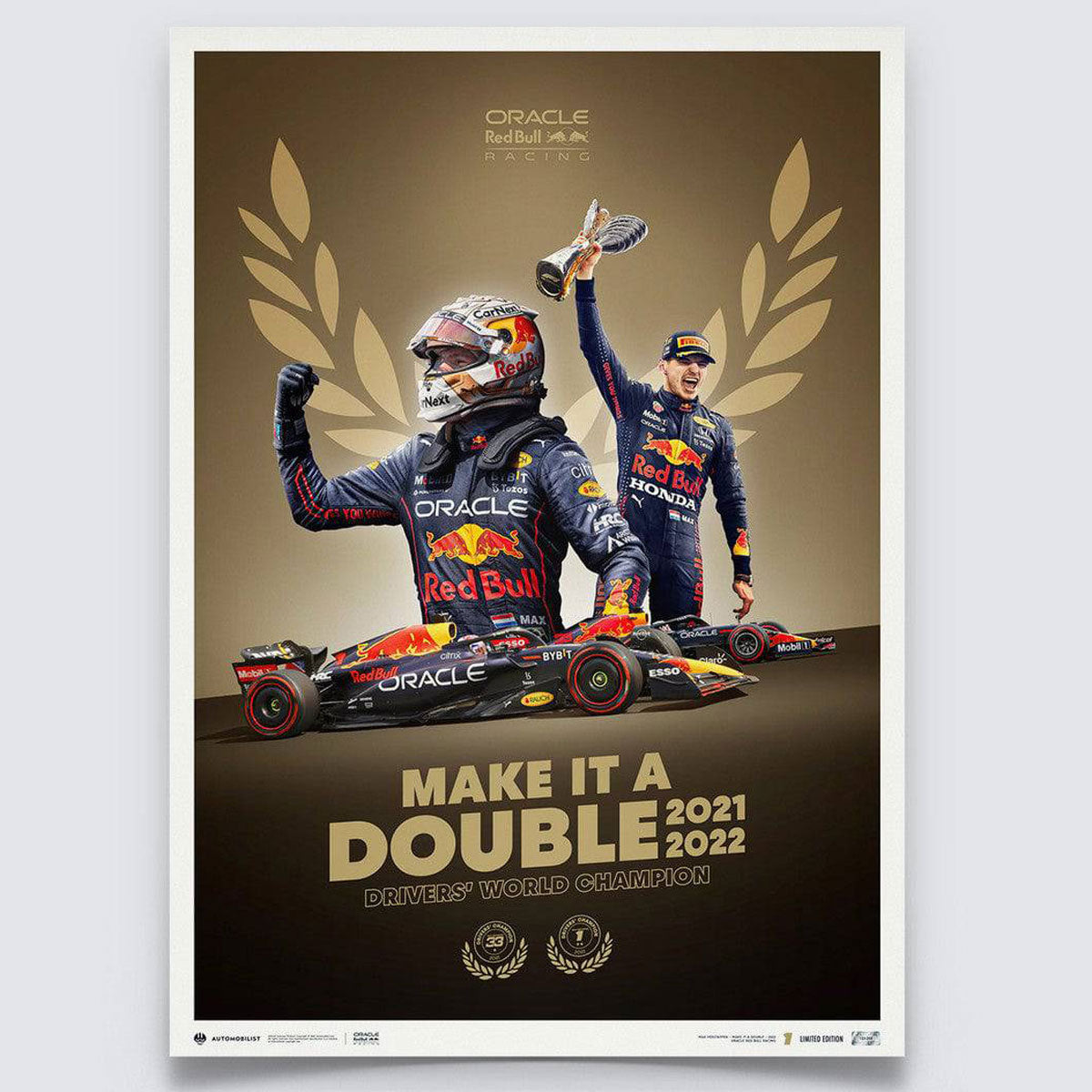 Automobilist Red Bull Racing Max Verstappen Drivers' Champion 2022 Print Poster