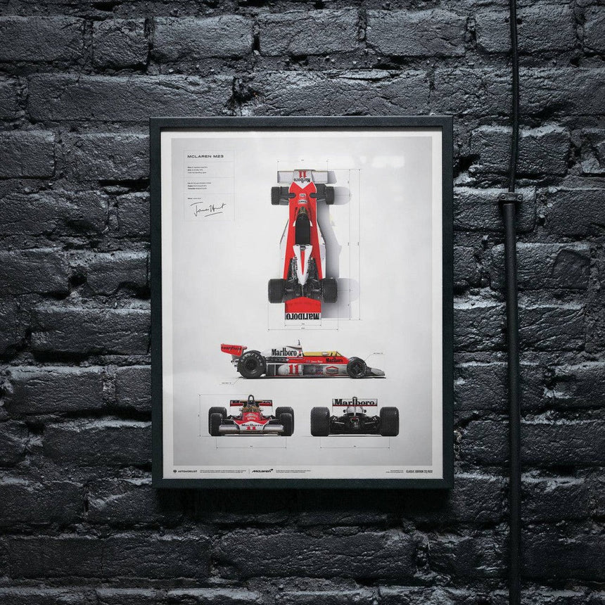 Automobilist McLaren M23 James Hunt Blueprint Japanese GP 1976 Print Poster
