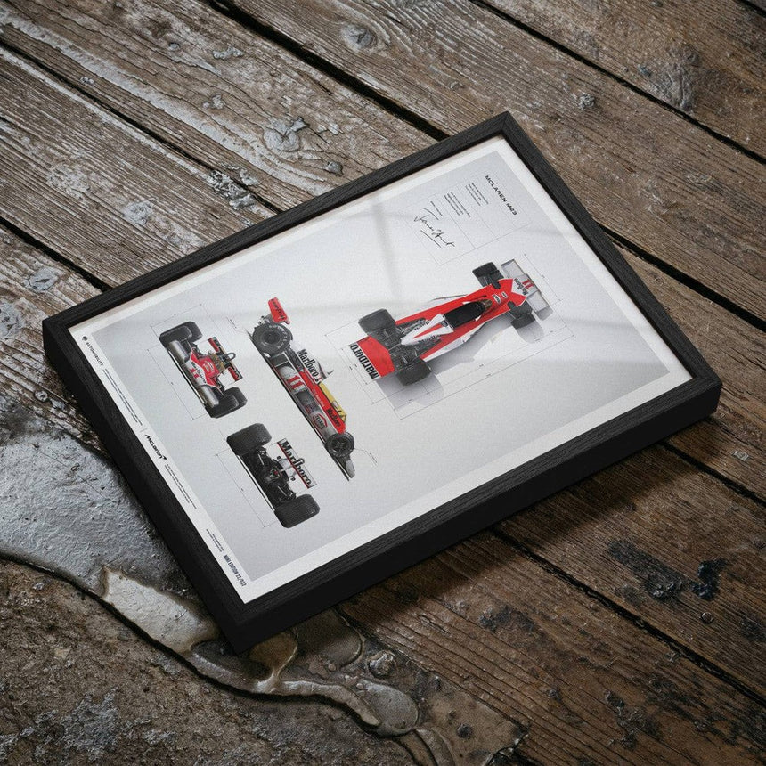 Automobilist McLaren M23 James Hunt Blueprint Japanese GP 1976 Print Poster