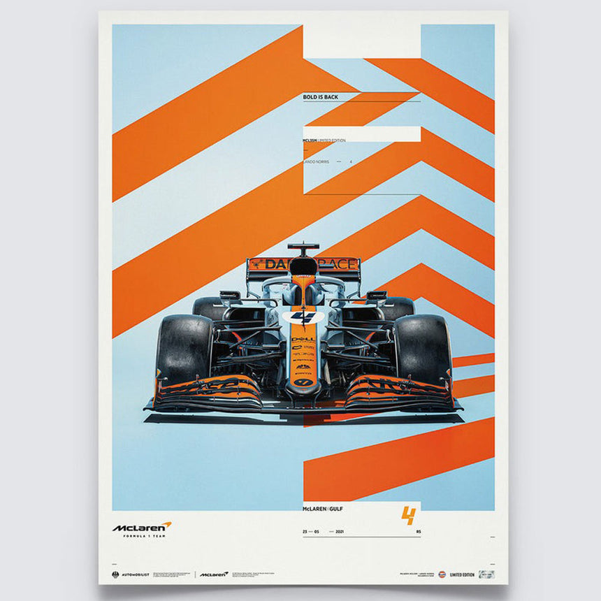 Automobilist McLaren x Gulf 2021 Livery Lando Norris Print Poster