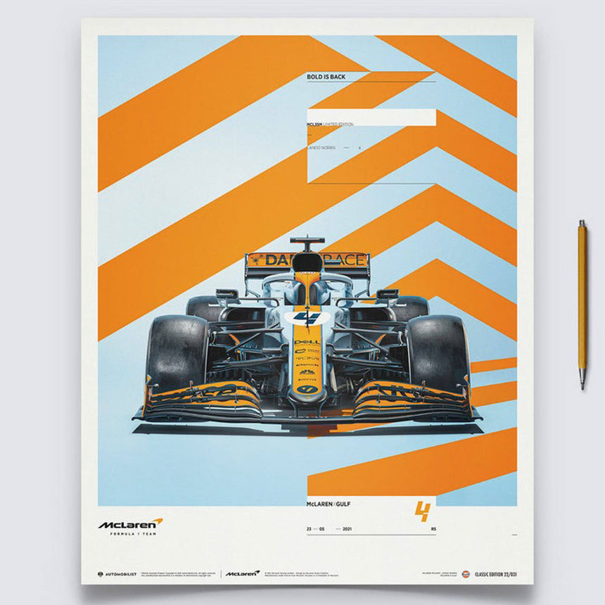 Automobilist McLaren x Gulf 2021 Livery Lando Norris Print Poster