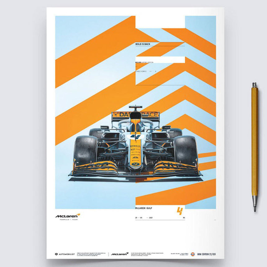 Automobilist McLaren x Gulf 2021 Livery Lando Norris Print Poster