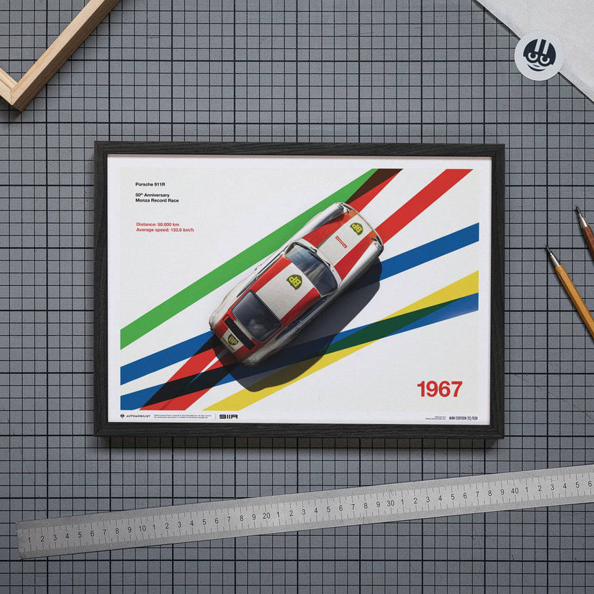 Automobilist Porsche 911R BP Racing Monza 1967 Print Poster