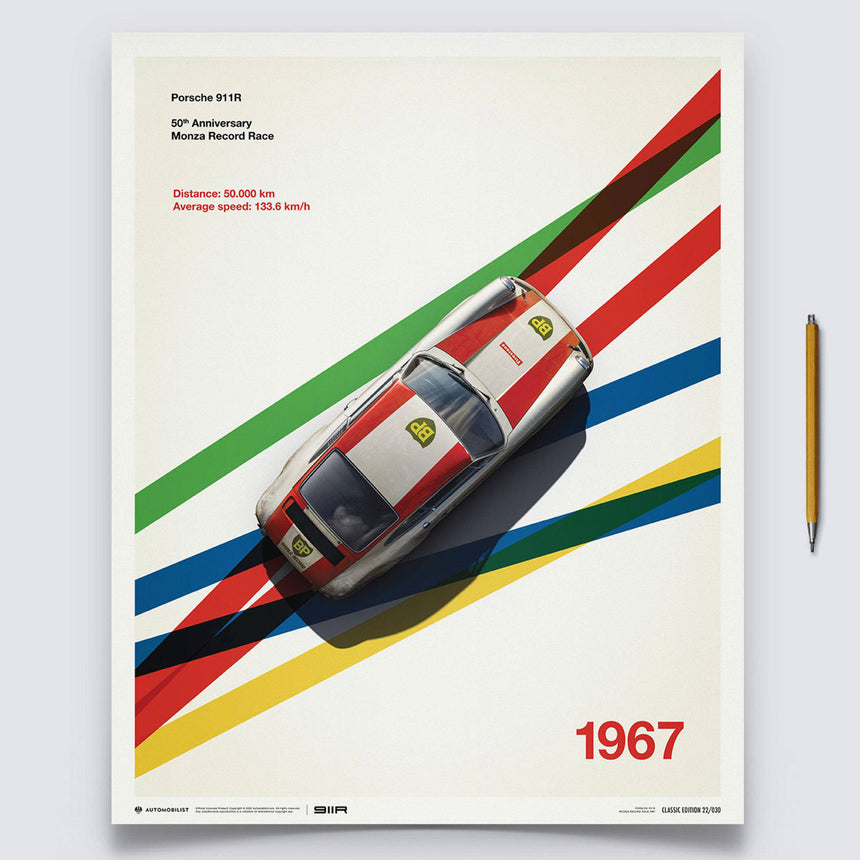 Automobilist Porsche 911R BP Racing Monza 1967 Print Poster