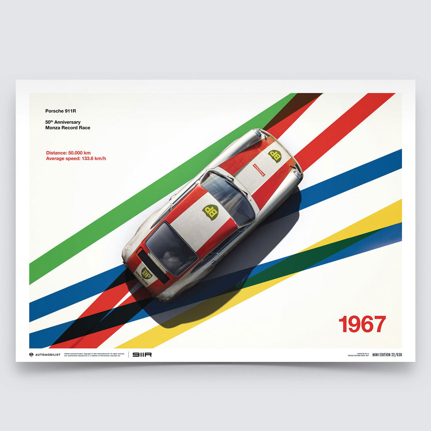 Automobilist Porsche 911R BP Racing Monza 1967 Print Poster