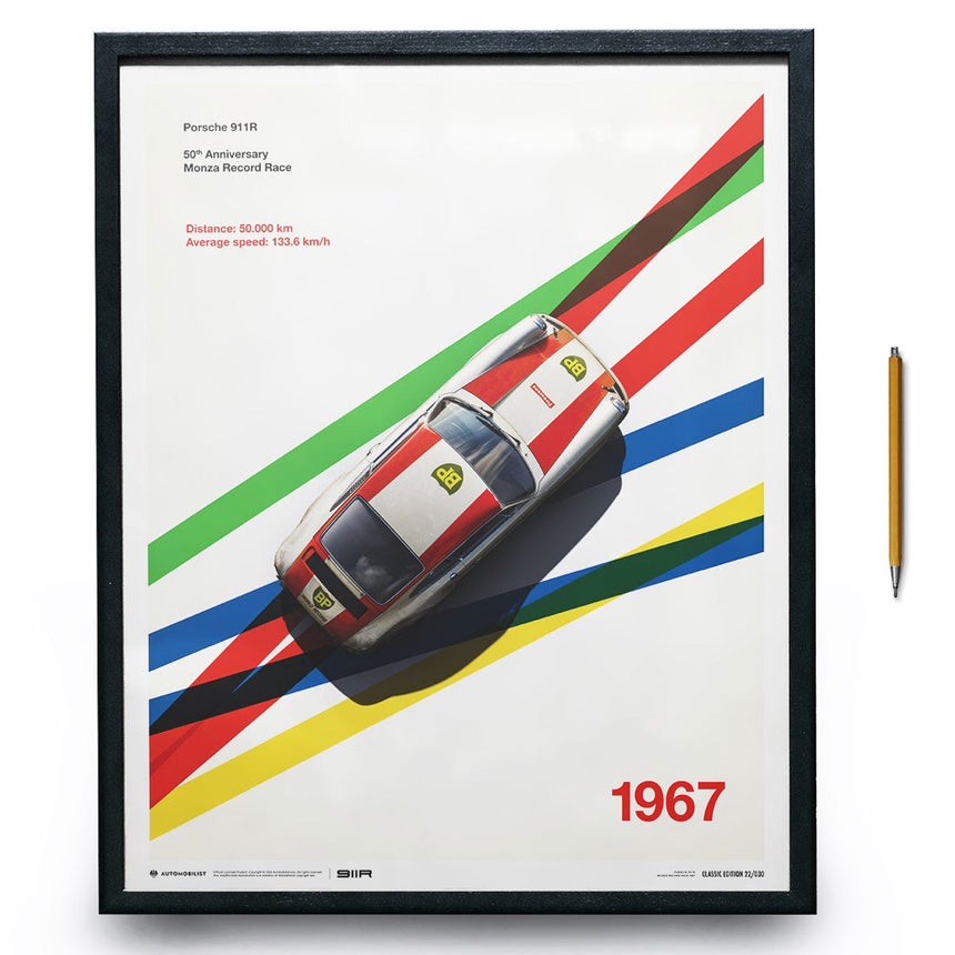Automobilist Porsche 911R BP Racing Monza 1967 Print Poster