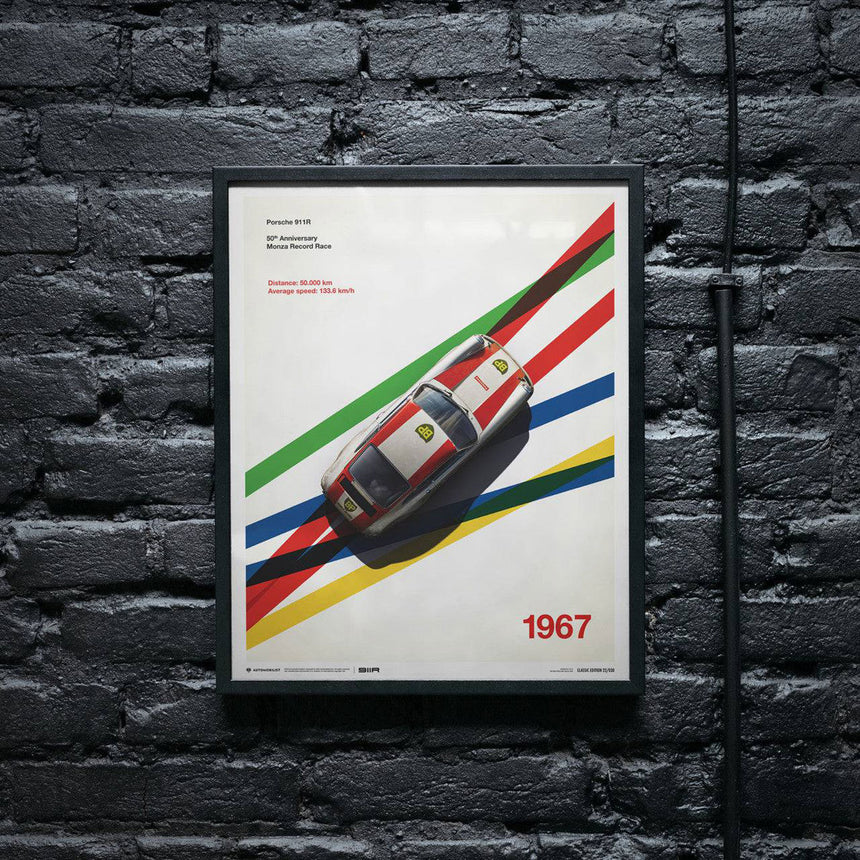 Automobilist Porsche 911R BP Racing Monza 1967 Print Poster