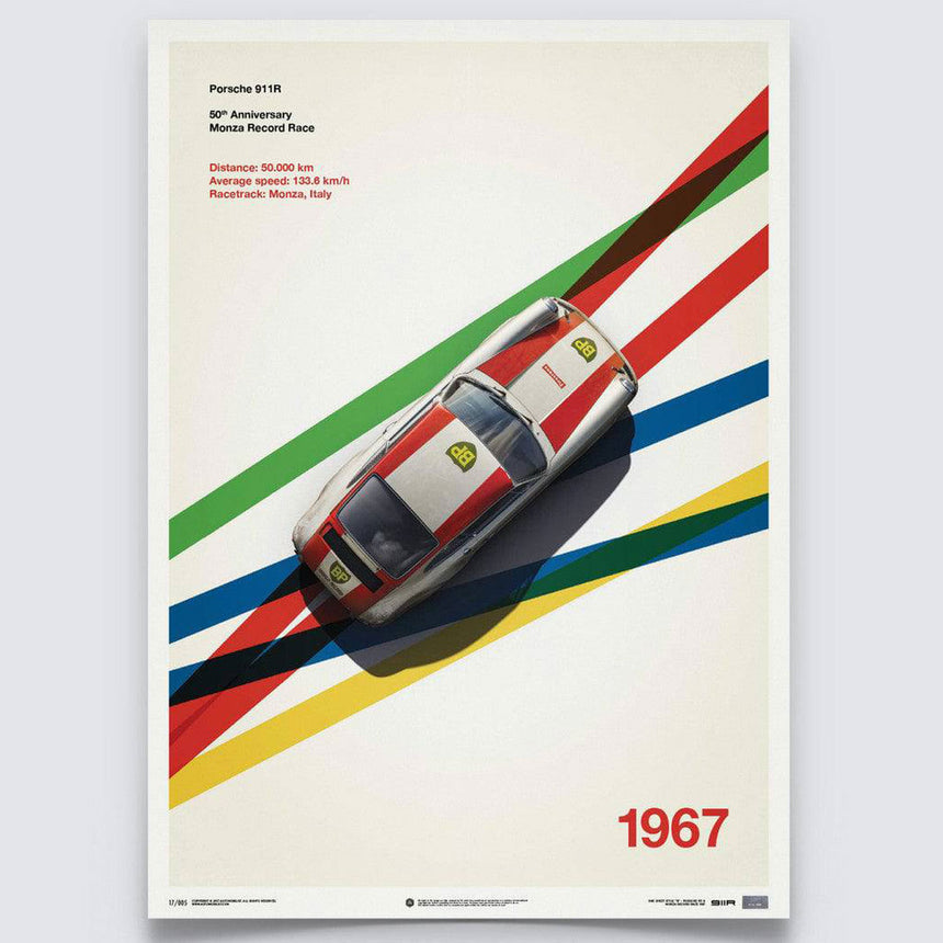 Automobilist Porsche 911R BP Racing Monza 1967 Print Poster