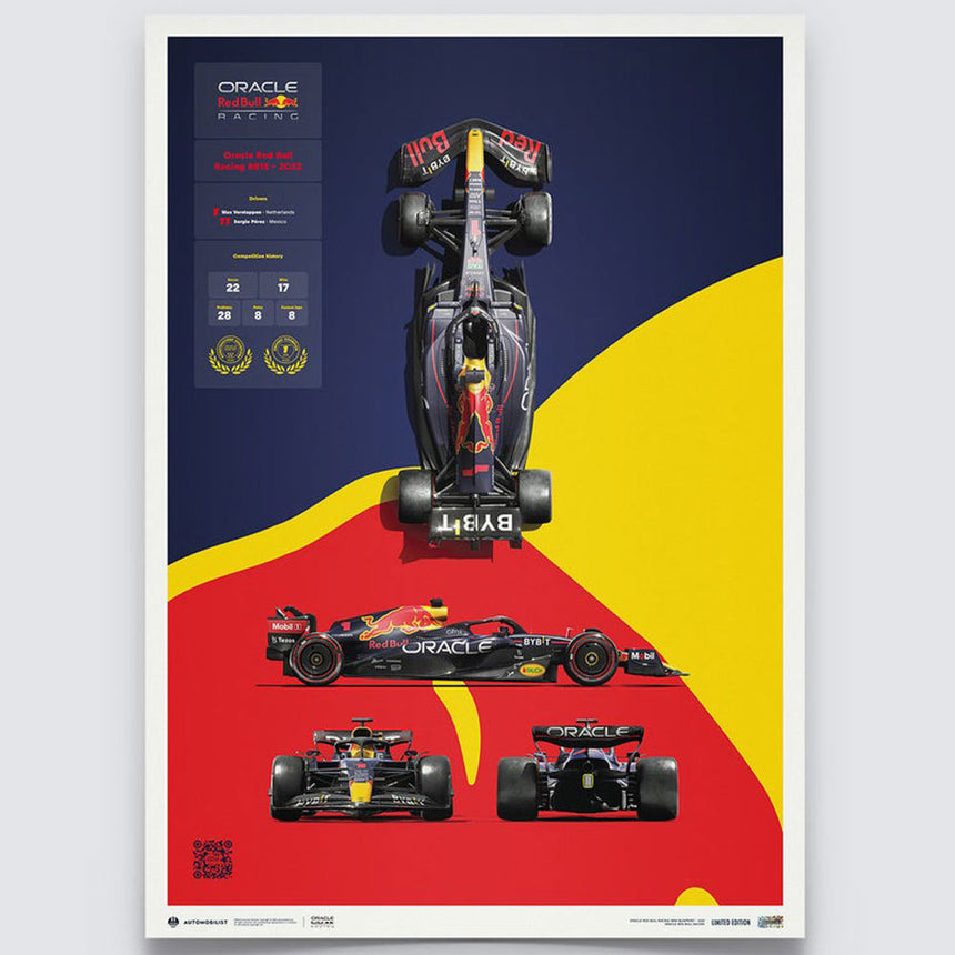 Automobilist Oracle Red Bull Racing RB18 Blueprint 2022 Print Poster
