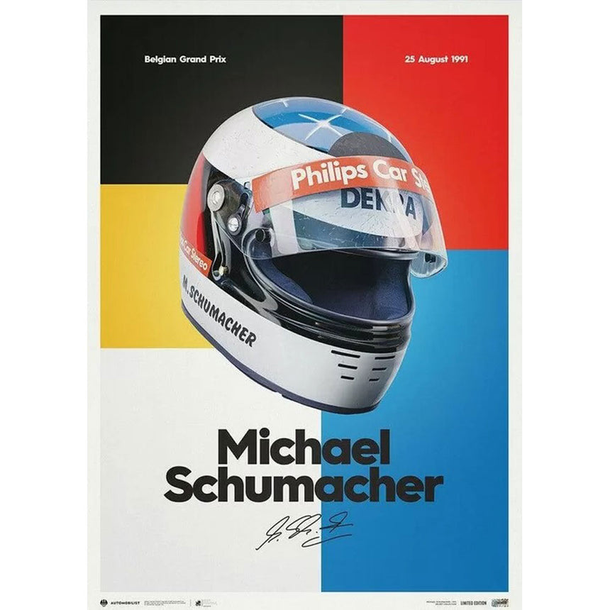 Automobilist Michael Schumacher 1991 Helmet Print Poster