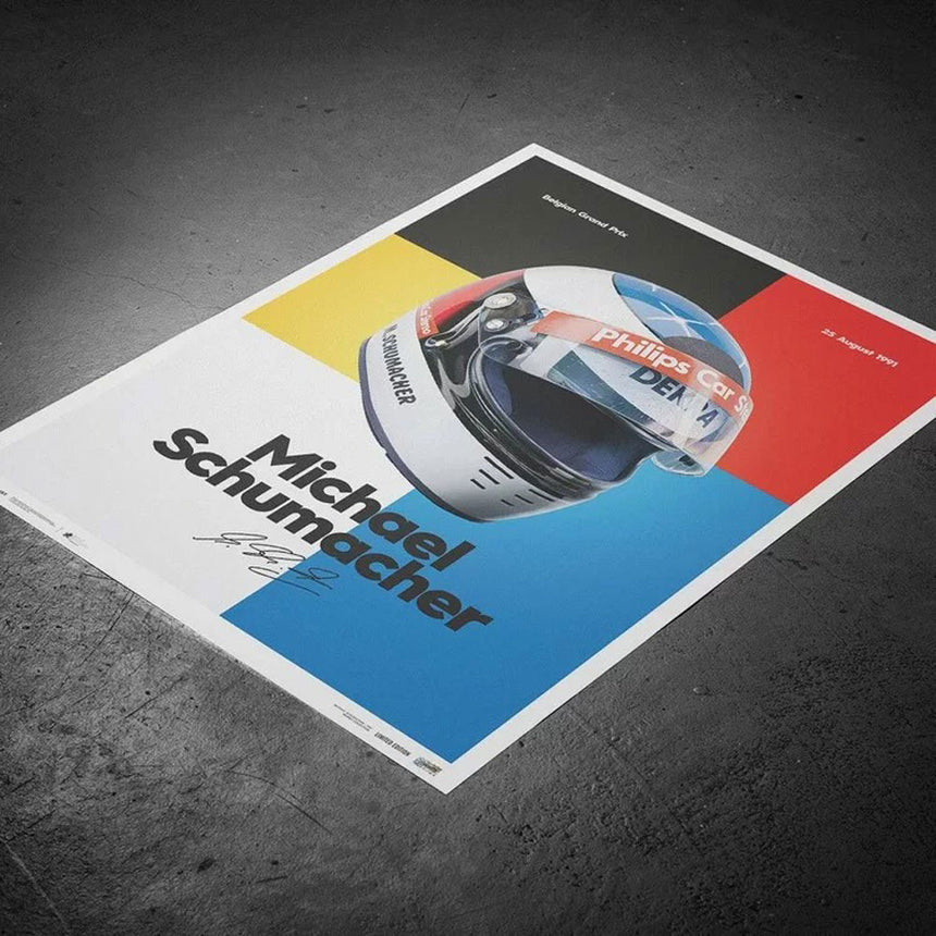 Automobilist Michael Schumacher 1991 Helmet Print Poster
