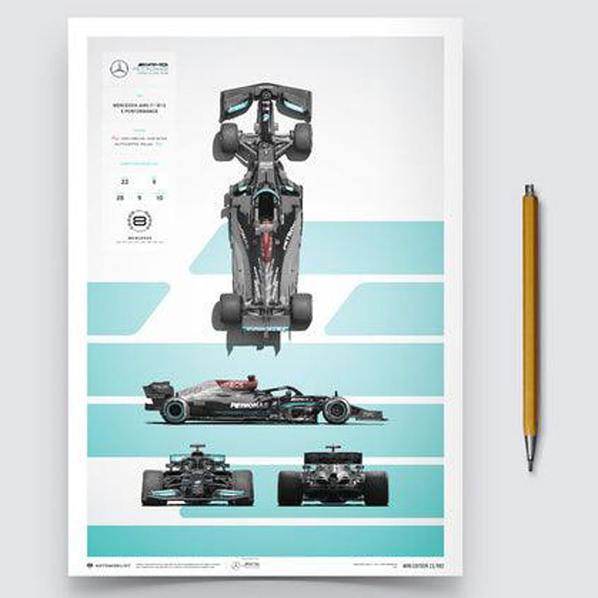 Automobilist Mercedes AMG Petronas F1 Team W12 Blueprint 2021 Print Poster