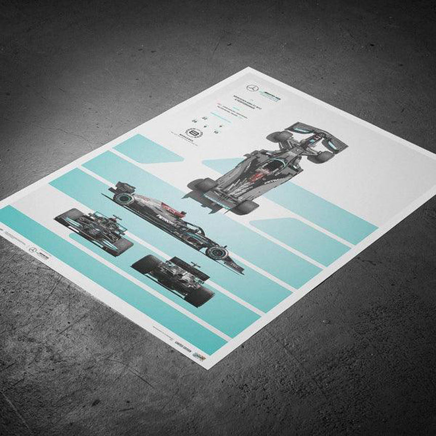 Automobilist Mercedes AMG Petronas F1 Team W12 Blueprint 2021 Print Poster
