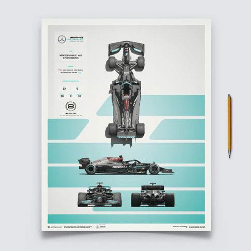 Automobilist Mercedes AMG Petronas F1 Team W12 Blueprint 2021 Print Poster