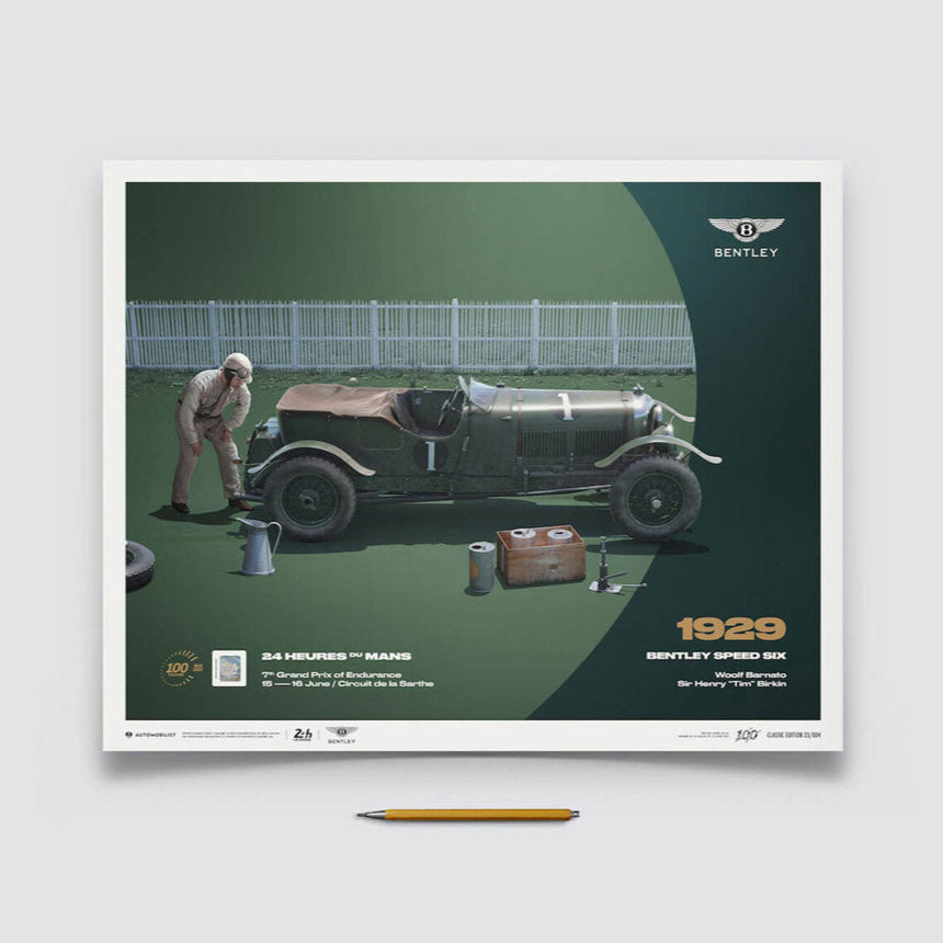 Automobilist 24h Le Mans 100 Years Bentley Speed Six 1929 Print Poster