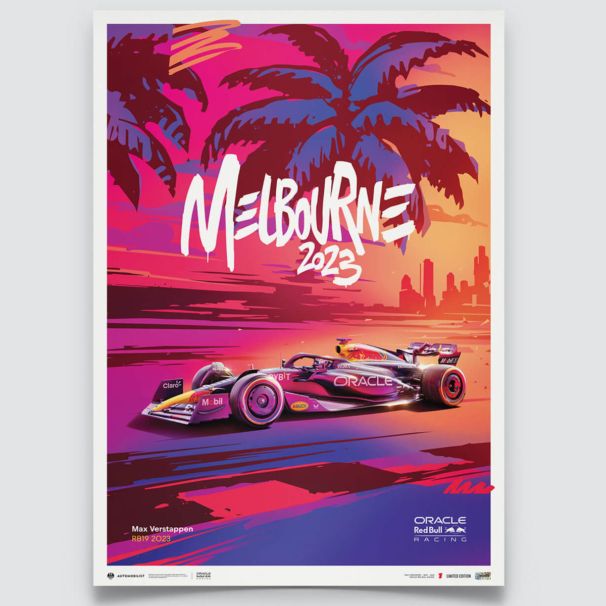 Automobilist Red Bull Racing 2023 Melbourne Max Verstappen Print Poster