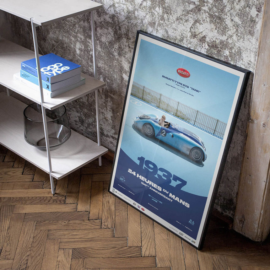 Automobilist 24h Le Mans 100 Years Bugatti Type 57G Tank 1937 Print Poster