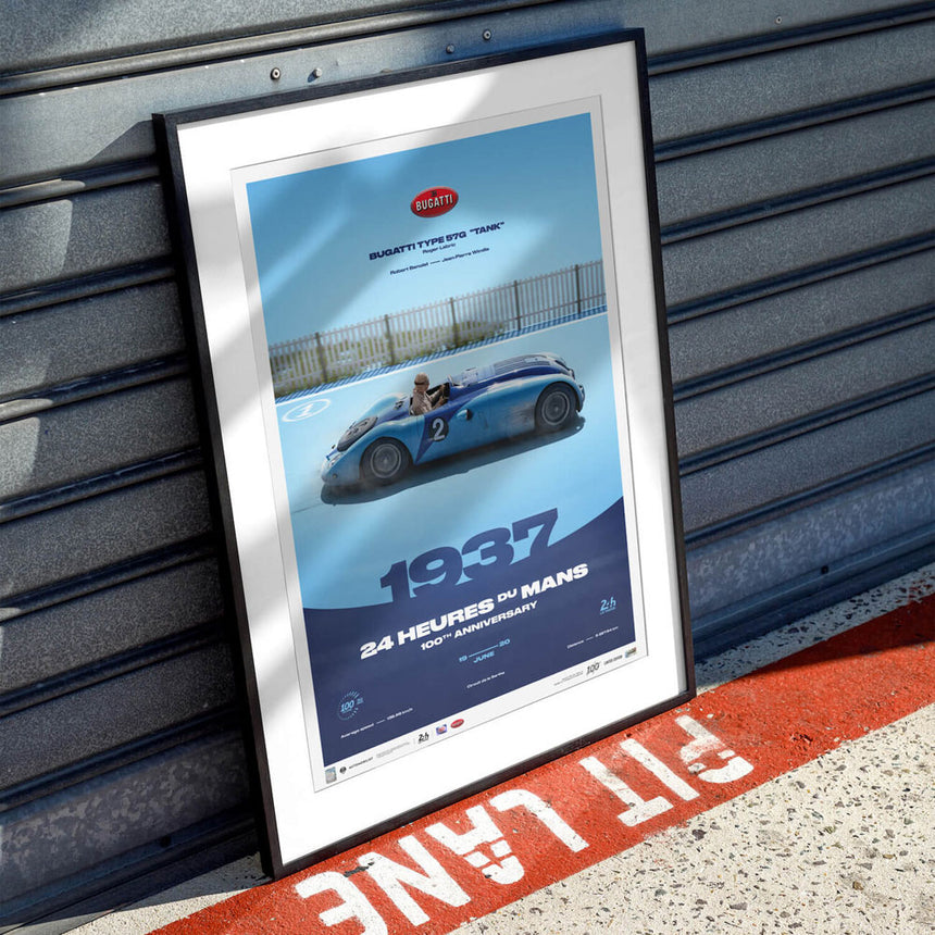 Automobilist 24h Le Mans 100 Years Bugatti Type 57G Tank 1937 Print Poster
