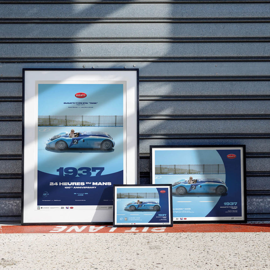 Automobilist 24h Le Mans 100 Years Bugatti Type 57G Tank 1937 Print Poster