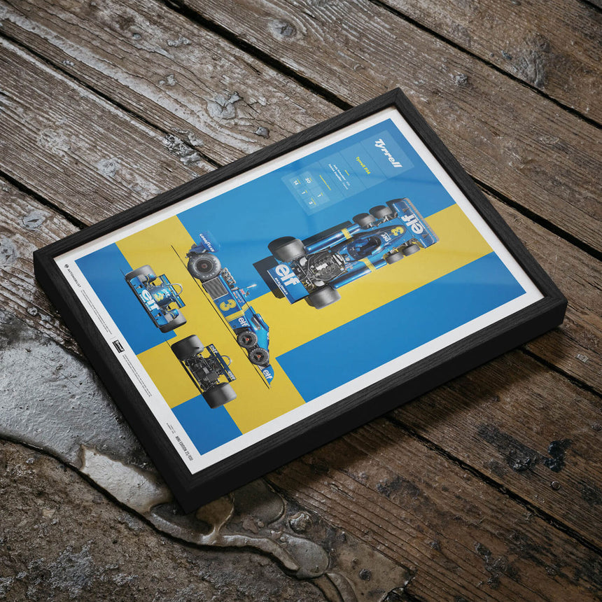 Automobilist Tyrrell P34 1976 Blueprint Jody Scheckter, Patrick Depailler Print Poster
