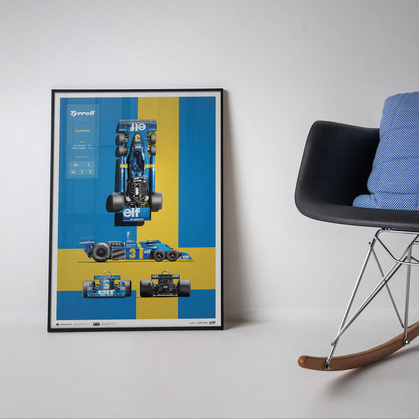 Automobilist Tyrrell P34 1976 Blueprint Jody Scheckter, Patrick Depailler Print Poster