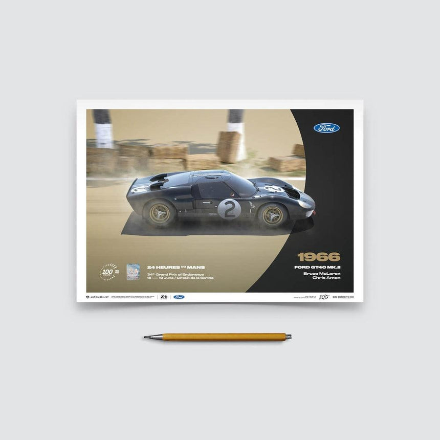 Automobilist Ford GT40 Mk.II 24h Le Mans 100th Anniversary 1966 Print Poster