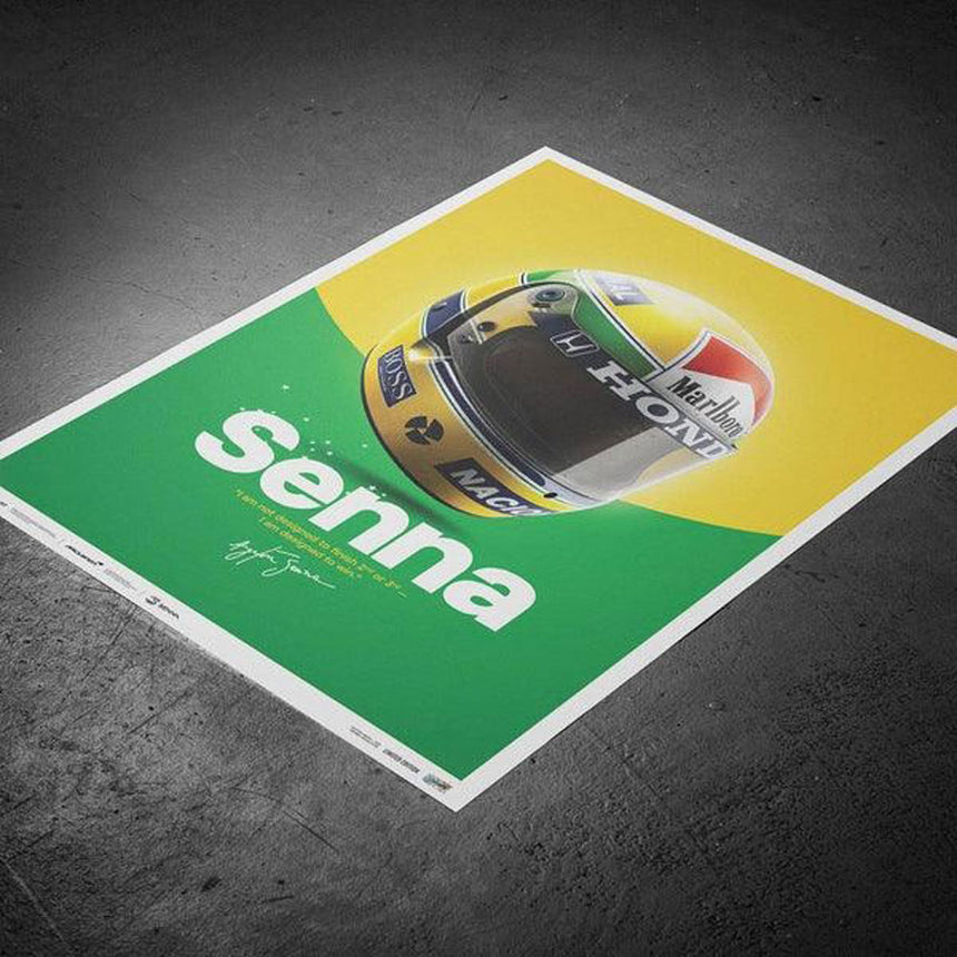 Automobilist McLaren MP4/4 Ayrton Senna Helmet San Marino GP 1988 Print Poster