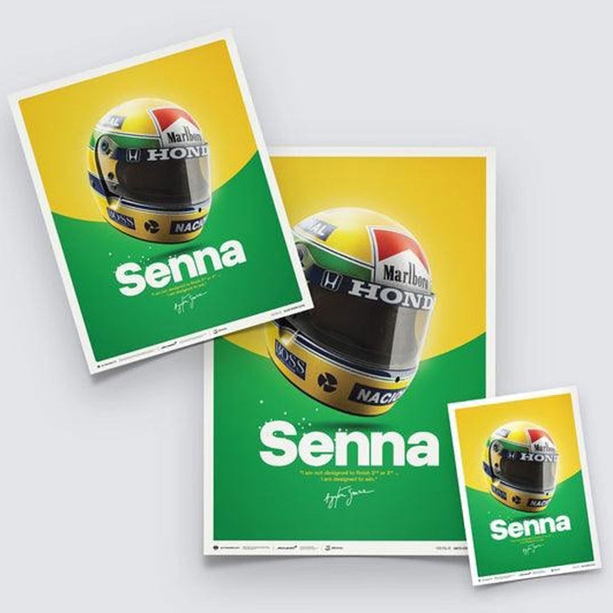 Automobilist McLaren MP4/4 Ayrton Senna Helmet San Marino GP 1988 Print Poster