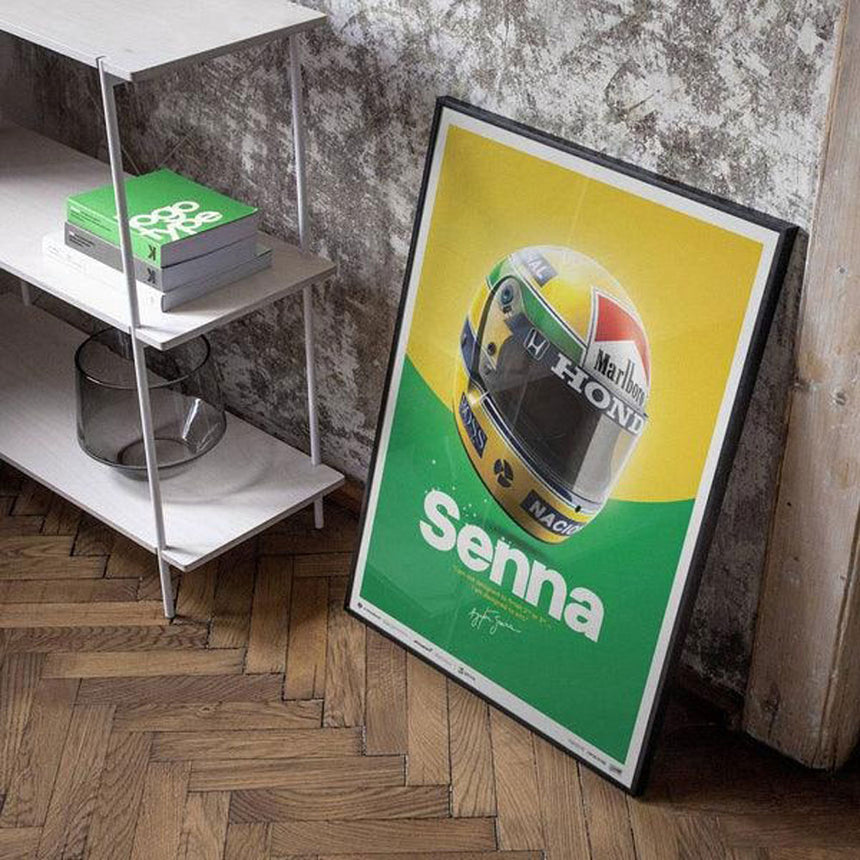 Automobilist McLaren MP4/4 Ayrton Senna Helmet San Marino GP 1988 Print Poster