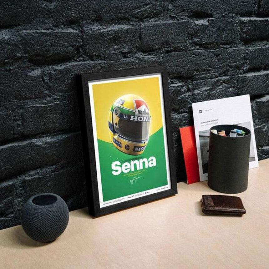 Automobilist McLaren MP4/4 Ayrton Senna Helmet San Marino GP 1988 Print Poster